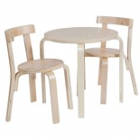 Conjunto 1 mesa+2 sillas blanca/natural infantil. 